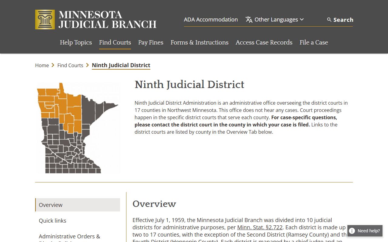 Kittson County court dockets Ninth Judicial District
