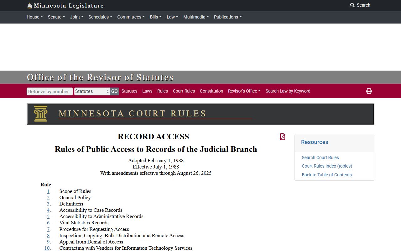 Kittson County court records Minnesota Rules of Public Access