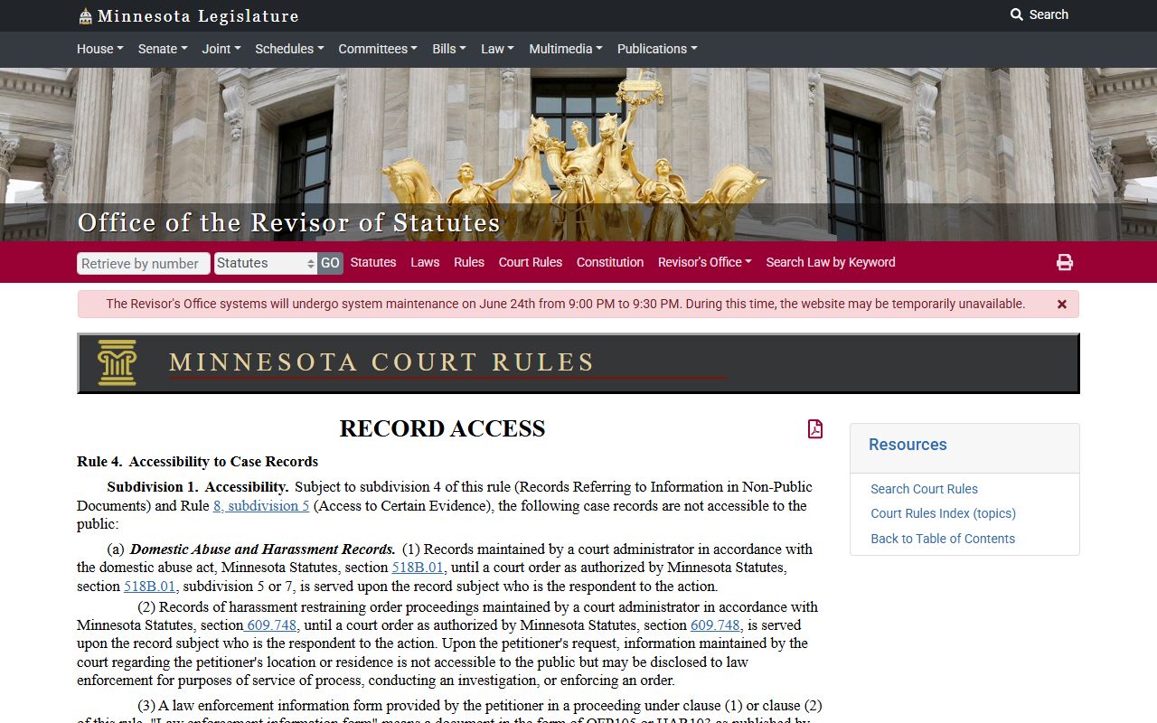 Kittson County court records public access Rule 4