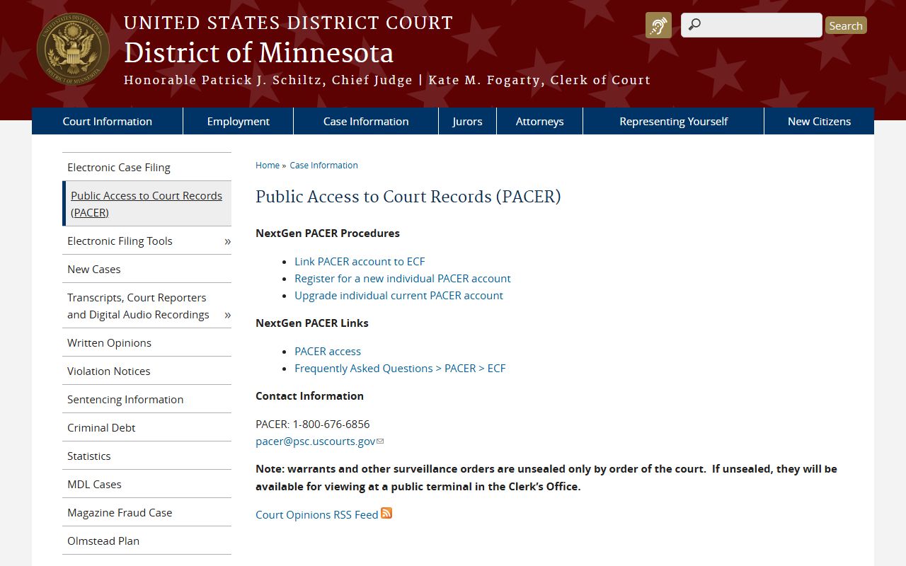 Kittson County District Court records and District of Minnesota PACER access
