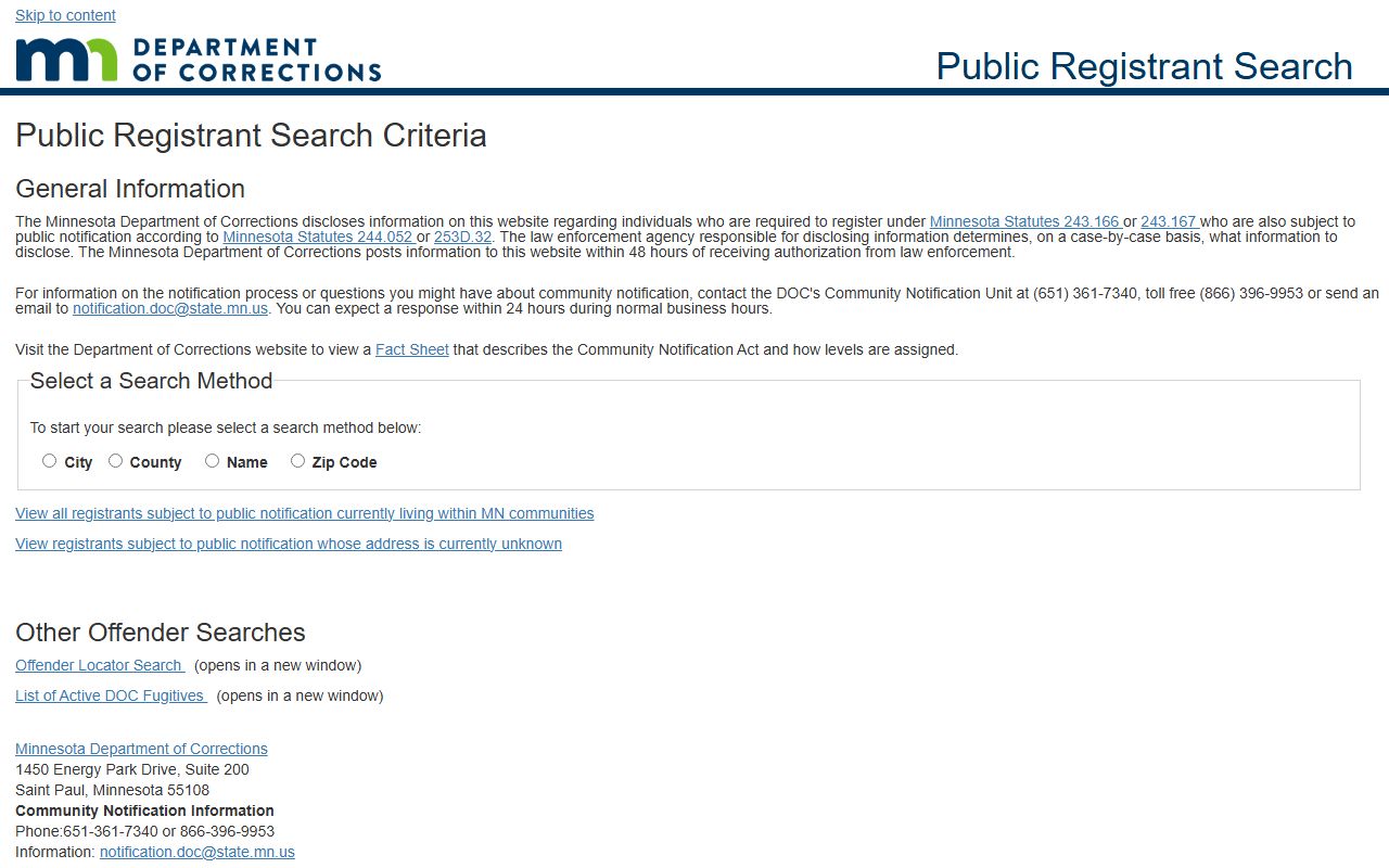Kittson County inmate records DOC public registrant search