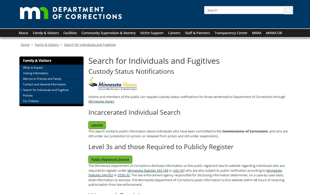 Kittson County inmate search DOC individuals and fugitives page