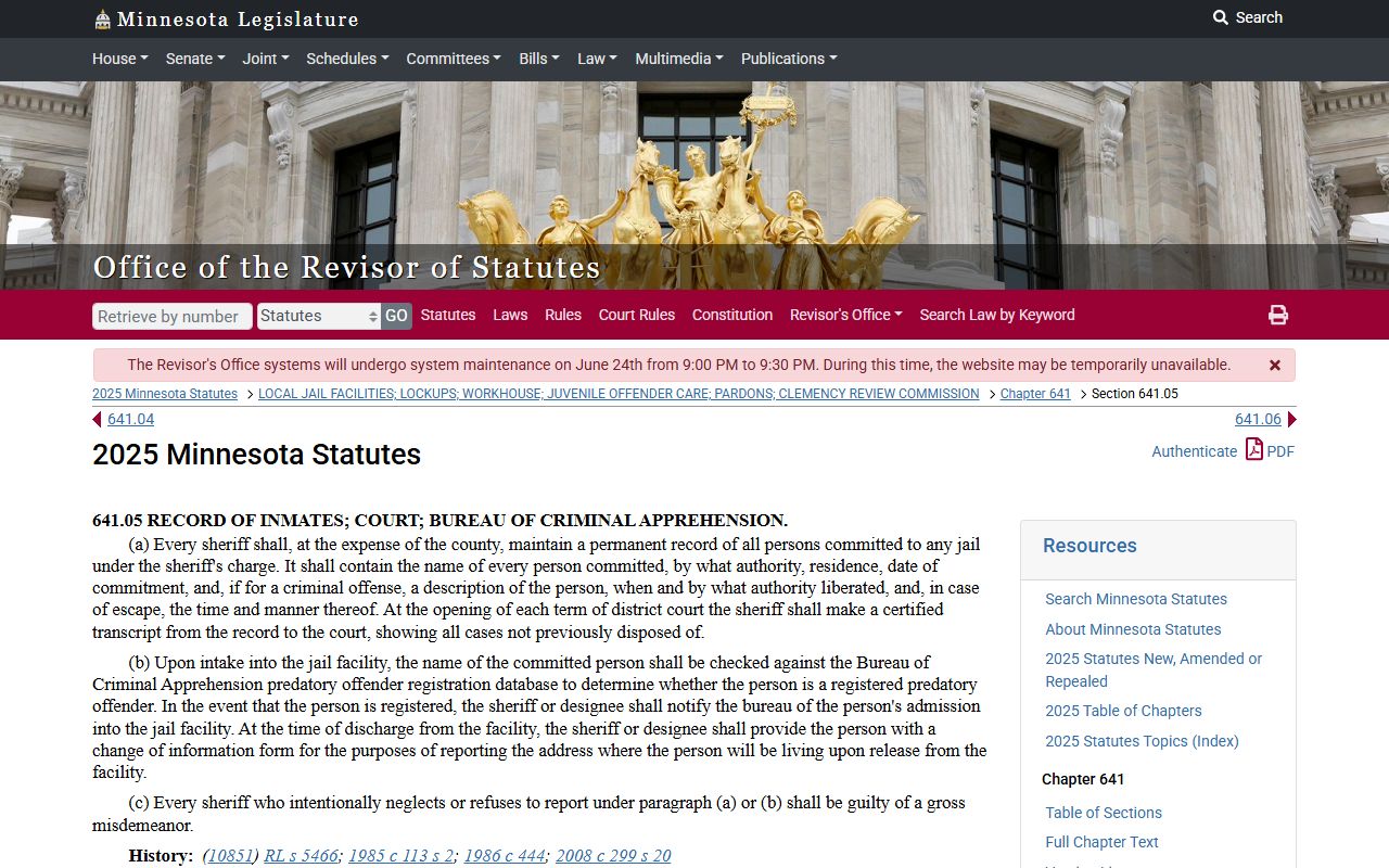 Kittson County inmate records Minnesota county jail roster statute