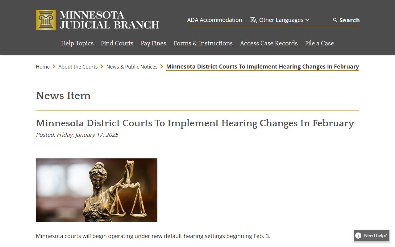 Kittson County traffic court records district court hearing setting notice
